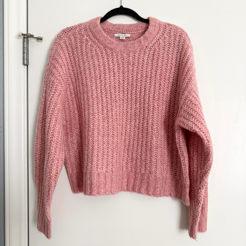 American Eagle Outfitters Knit Crop Sweater Pink - Medium